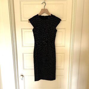 Hugo Boss "Darling" Wool Blend Black Sheath Dress w/ Cap Sleeves